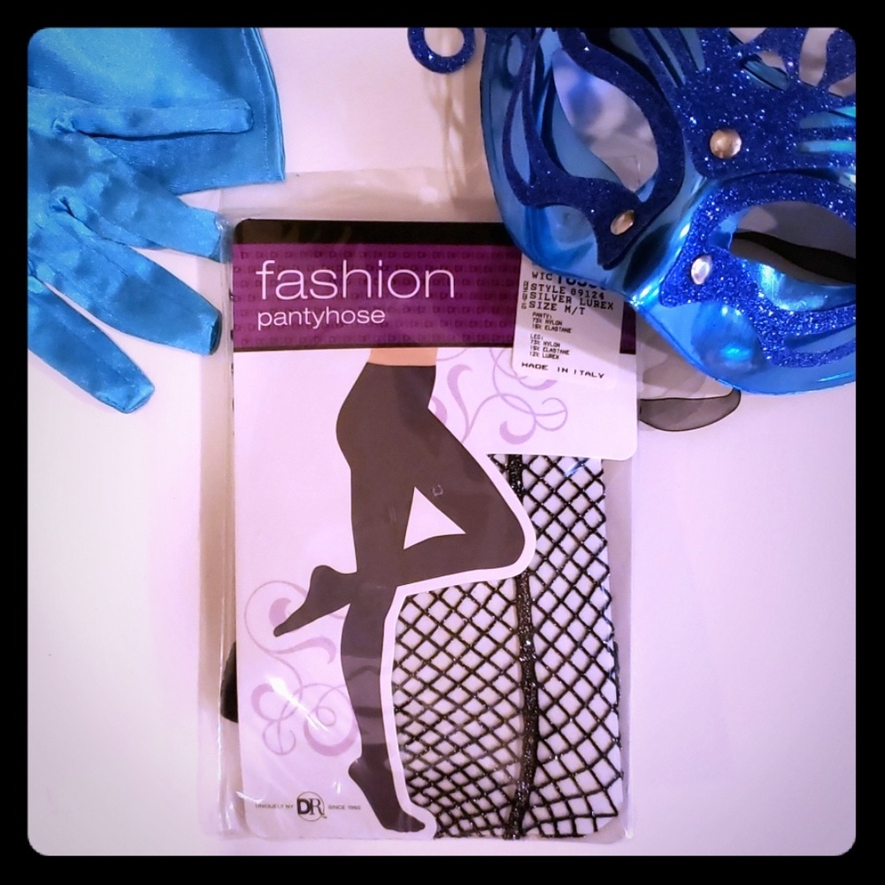 Silver lurex fishnet fashion panty hose